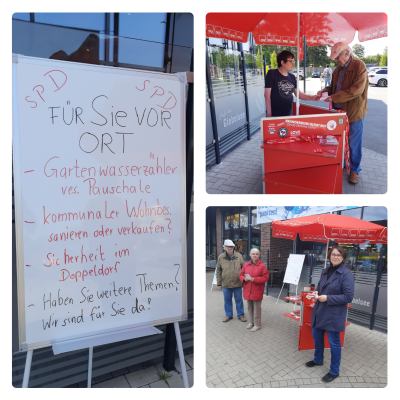 Unser SPD-Infostand im Doppeldorf: für Sie vor Ort.